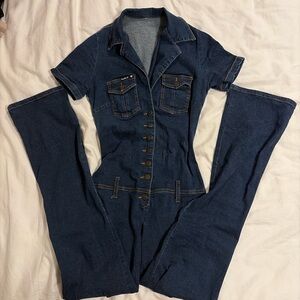 Frankie B. Dark Blue Denim Jumpsuit